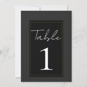 Convite Número de Mesa Preto Cinza Dourado Moderno Minimal