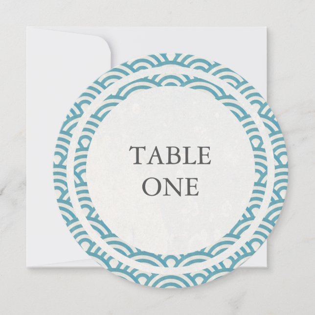 Convite Número de mesa redondo de ondas estilizadas japone (Frente)