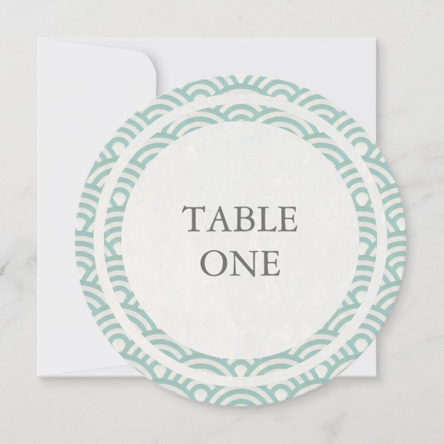 Convite Número de mesa redondo de ondas estilizadas japone (Frente)