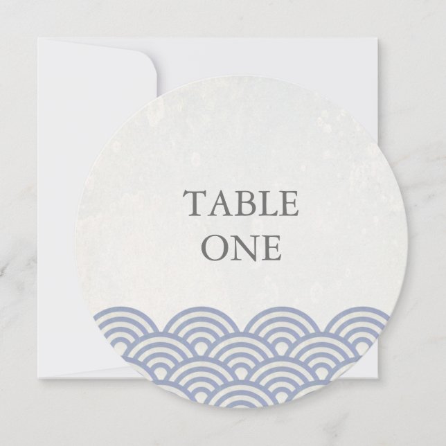 Convite Número de mesa redondo de ondas estilizadas japone (Frente)