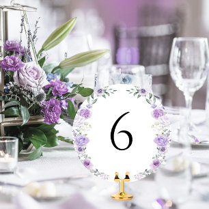 Convite Número de Mesa Redondo Floral Lavanda Roxa
