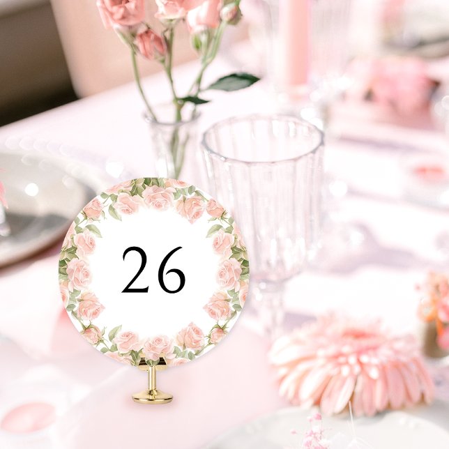 Convite Número de Mesa Rosa Bege para Chá de Noiva Floral (Criador carregado)