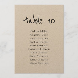 Convite Número de mesa rústico simples com assentos