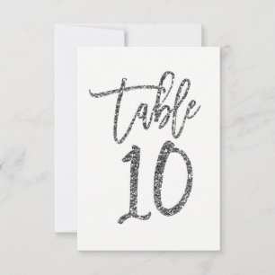 Convite Número de Mesa Script Tendência Brilho Prata 10 De