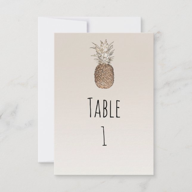 Convite Número de Mesa Tropical de Abacaxi Rústico (Frente)