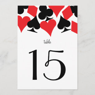 Convite Número de Mesa Vermelha na Recepção de Casamento D