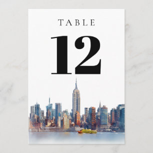 Convite Número de Mesa Watercolor Nova York