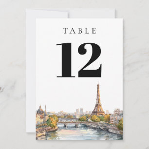 Convite Número de mesa Watercolor Paris França