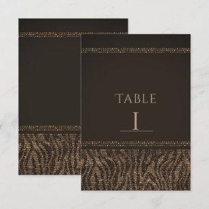 Convite Número de Mesa Zebra Brilho Marrom Dourado Glam Ch