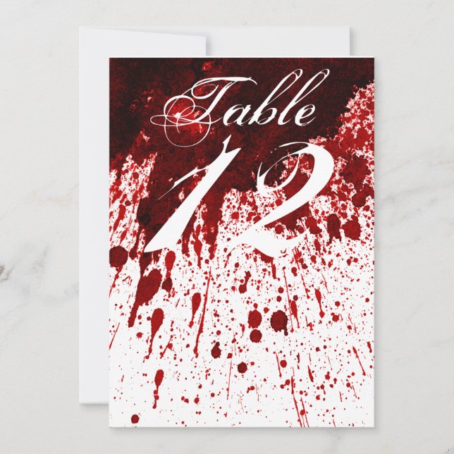 Convite Número de Tabela 5x7 Placa Splatter Sangue Vampire (Frente)