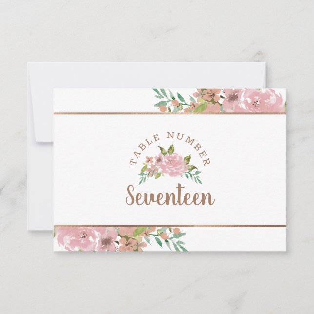 Convite Numero de Tabela Cor-de-rosa Dusta com Rosa (Frente)