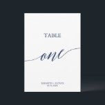 Convite Número de Tabela da Mesa de Caligrafia de Marinho<br><div class="desc">Esta elegante mesa de caligrafia de marinho é perfeita para um casamento simples. A design neutra apresenta uma carta minimalista decorada com tipografia romântica e caprichosa. A placa impressão na frente e atrás (lado duplo). Os outros números de tabela na coleção são vendidos separadamente.</div>