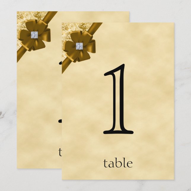 Convite Número de Tabela de 50 Aniversário da Glitter Dour (Frente/Verso)