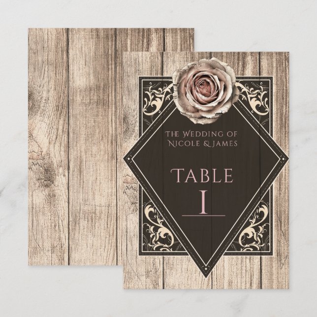 Convite Número de Tabela de Diamante Leve Elegante Rosa Ru (Frente/Verso)