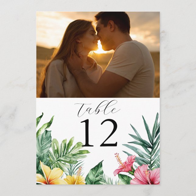 Convite Número de Tabela de Fotografias Tropicais Watercol (Verso)
