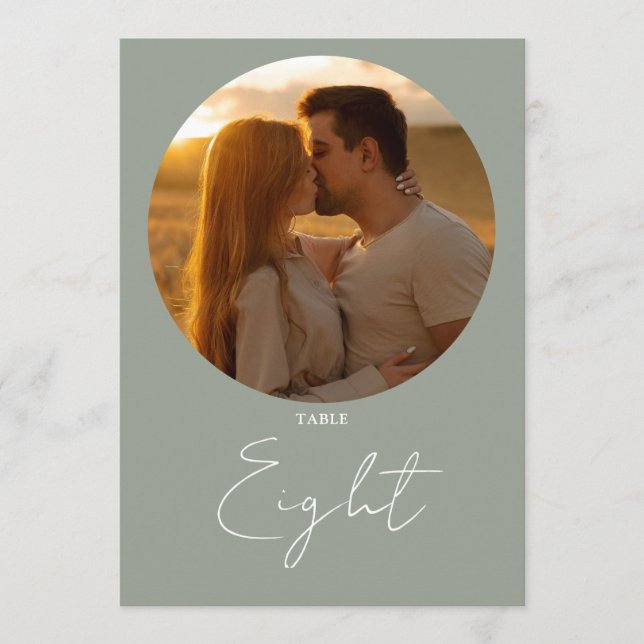 Convite Número de Tabela de Script Mínimo Moderno Verde Sa (Frente)