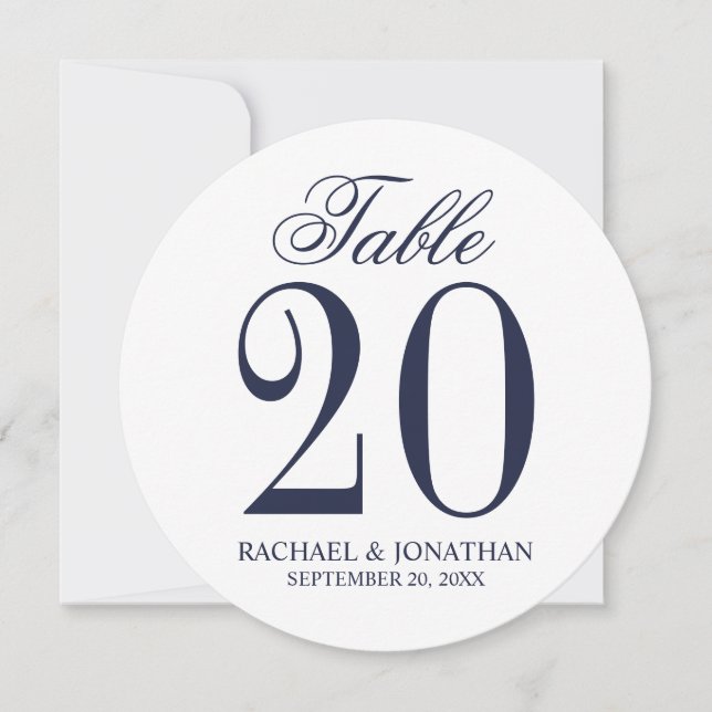 Convite Número de Tabela do Círculo de Casamento Azul do M (Frente)