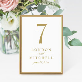 Convite Número de Tabela Dourada Elegante Clássica Antiqua