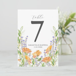 Convite Número de Tabela Imprimível Flores de Aquarela
