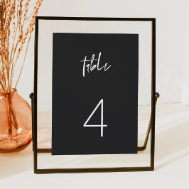 Convite Número de Tabela Minimalista de Preto Moderno Edgy