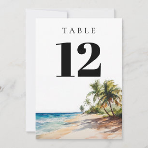 Convite Número de Tabela Moderna Elegante de Praia Tropica