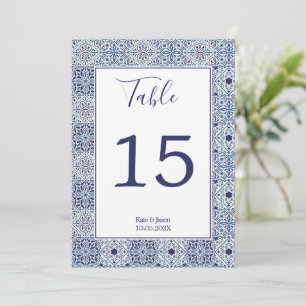 Convite Número de Tabela Personalizada de azulejos Azuis