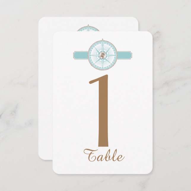 Convite Número de Tabela Rosa de Casamento Azul e Dourado (Frente/Verso)