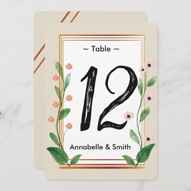 Convite Número de tabela sofisticado Clássico e Elegante (Frente/Verso)