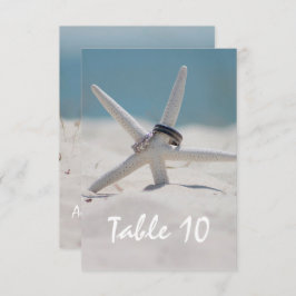 Convite número do lugar da mesa de casamento na praia