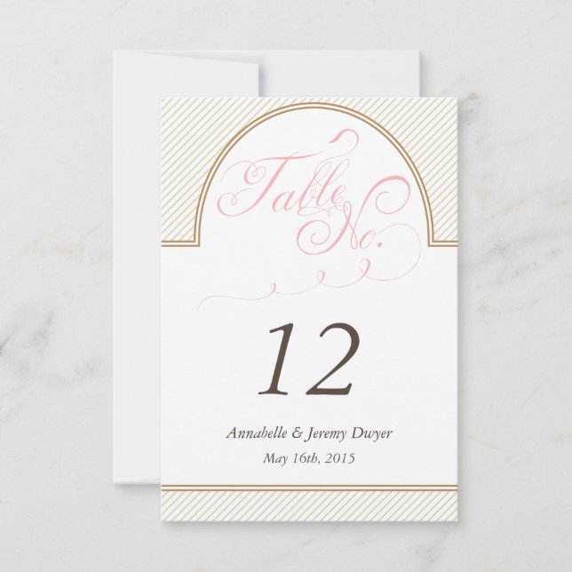 Convite Número Dourado clássico da mesa das listras (Frente)