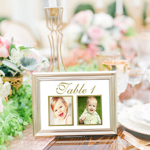 Convite Número Dourado da Tabela de Fotos de Casamento Ele