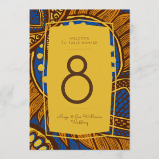 Convite Numero Dourado Floral Azul-Ancara Africano