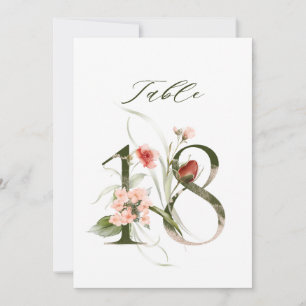 Convite Número Floral Botânico 5x7 Número 18, Número da Me