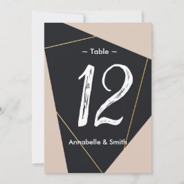 Convite Número geométrico preto-rosa e dourado