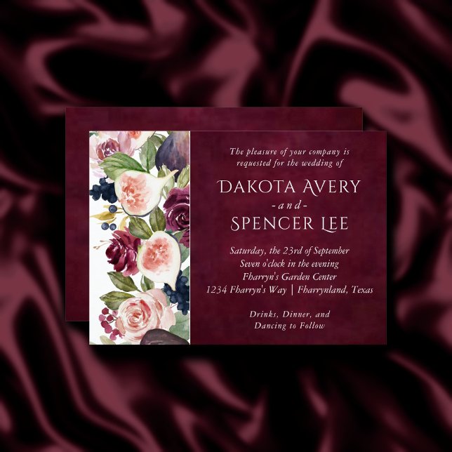 Convite Números Blooming | Casamento Floral Moody Bold (Criador carregado)