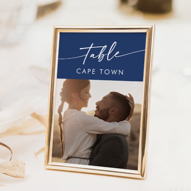 Convite Números da Tabela de Fotos Azul Real Boho Chic (Criador carregado)