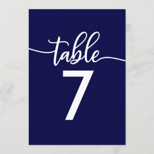Convite Números das Mesas   Elegante Casamento Azul-Marinh