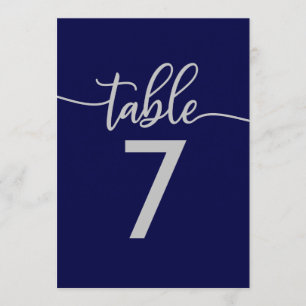 Convite Números das Mesas Elegante Casamento Azul Naval