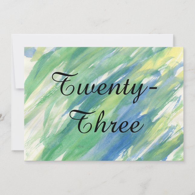 Convite Números de Mesa - Aquarela Verde Amarelo Azul (Frente)