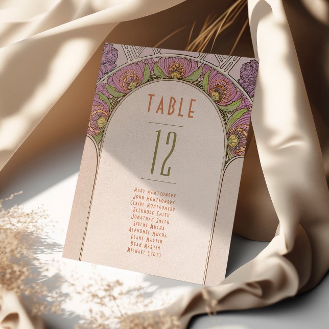 Convite Números de Mesa Arte Nova Casamento Vintage (Criador carregado)