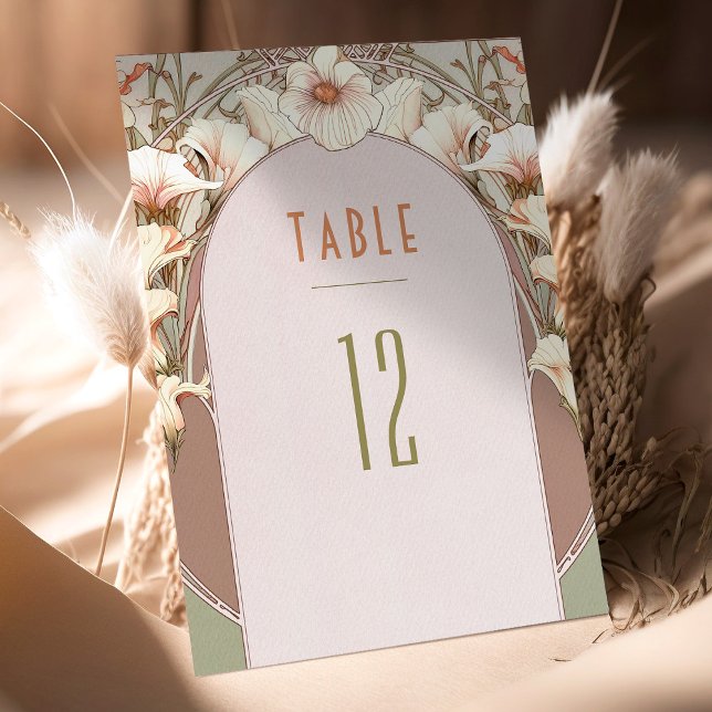 Convite Números de Mesa Arte Nova Casamento Vintage (Criador carregado)