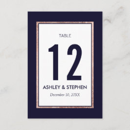 Convite Números de mesa azuis-marinho simples com contorno