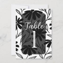 Convite Números de Mesa Boho Margaridas Tinta Preta