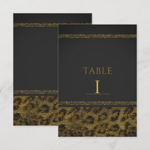 Convite Números de Mesa Brilho Leopardo Glam Chic Lantejou