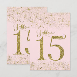 Convite Números de Mesa Brilho Rosa Dourado Número 15