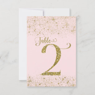Convite Números de Mesa Brilho Rosa Dourado Número 2
