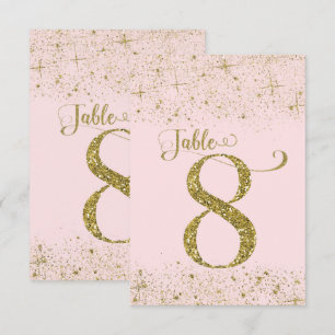 Convite Números de Mesa Brilho Rosa Dourado Número 8