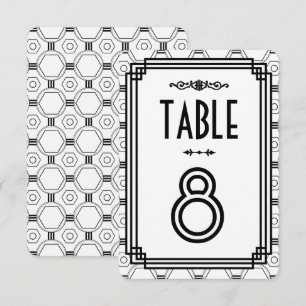 Convite Números de Mesa Casamento Art Déco Branco e Preto