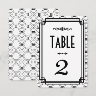 Convite Números de Mesa Casamento Art Déco Branco e Preto