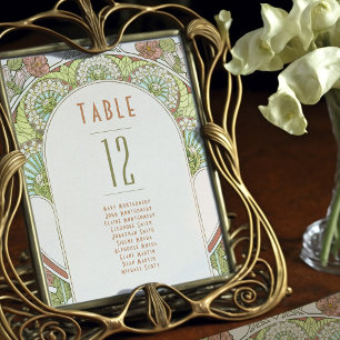 Convite Números de Mesa Casamento Art Nouveau Vintage